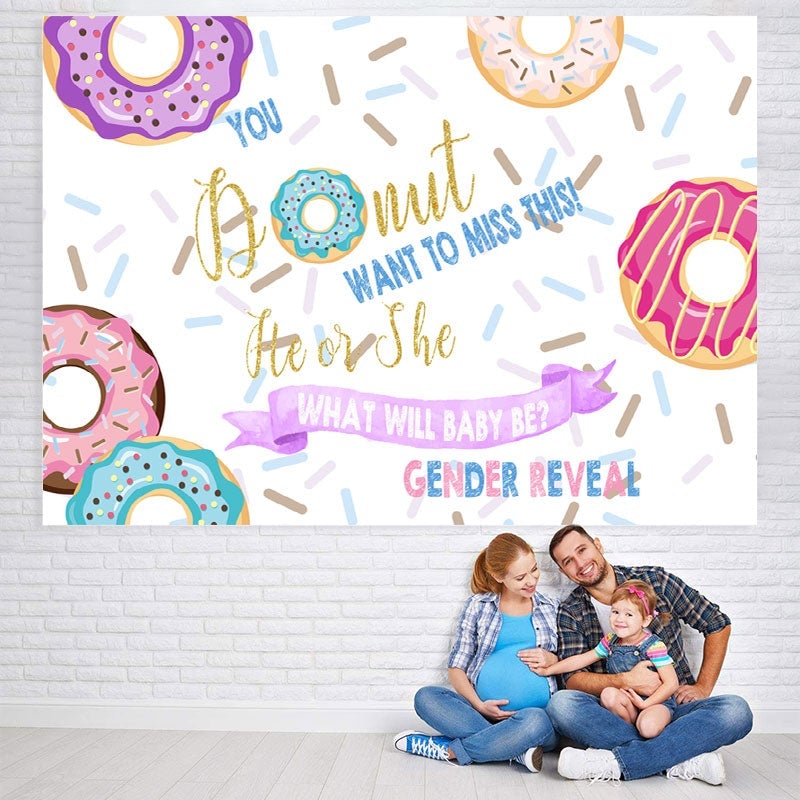 Lofaris Lovely And Colorful Donuts Themed Baby Shower Backdrop