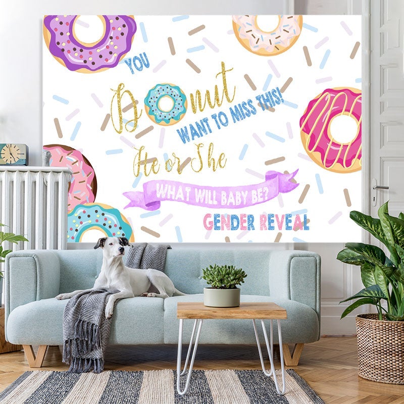 Lofaris Lovely And Colorful Donuts Themed Baby Shower Backdrop