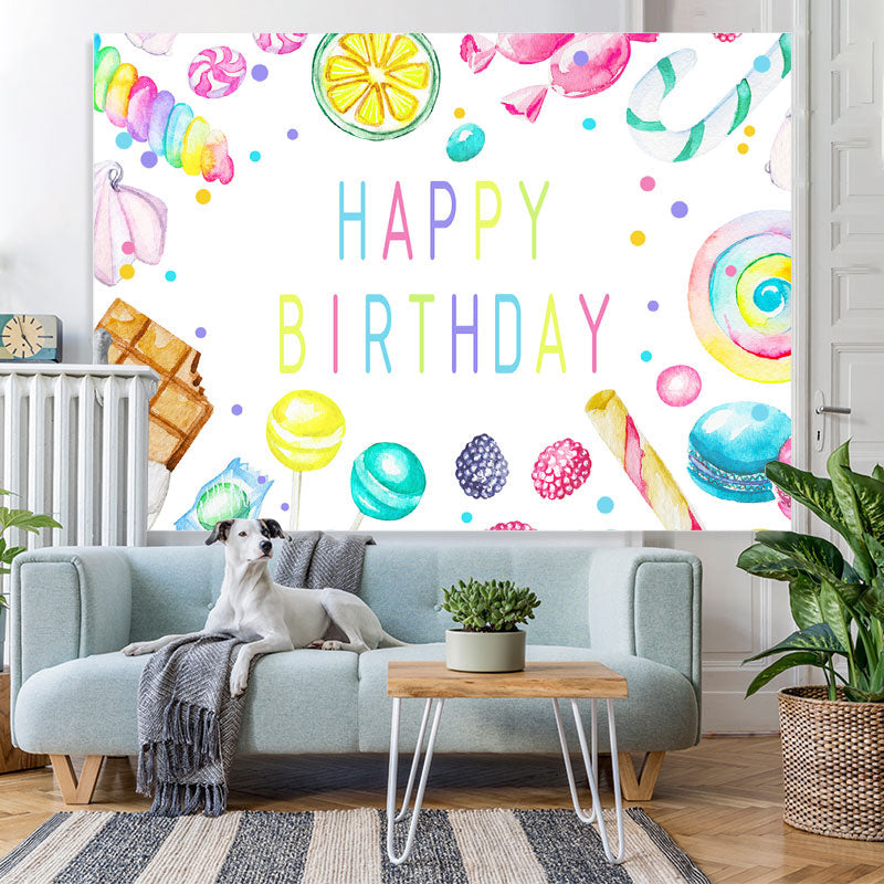 Lofaris Lovely And Simple Candy Themed Happy Birthday Backdrop