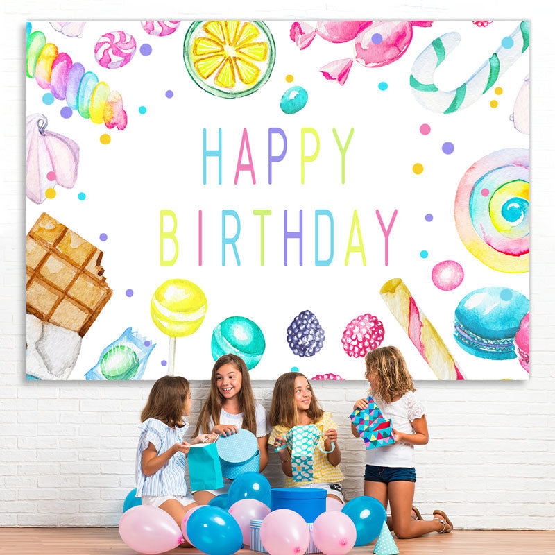 Lofaris Lovely And Simple Candy Themed Happy Birthday Backdrop