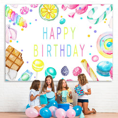 Lofaris Lovely And Simple Candy Themed Happy Birthday Backdrop