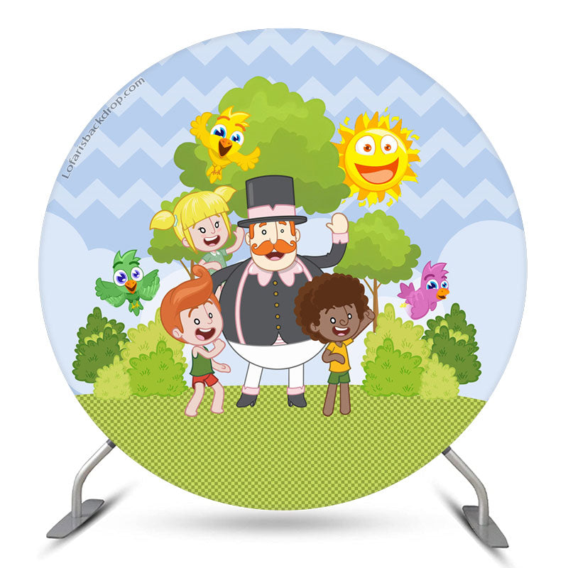 Lofaris Lovely Cartoon Family Outdoor Spring Circle Backdrop Kit
