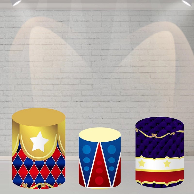 Lofaris Lovely Circus Themed Backdrop Cake Table Cover Kit