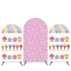 Lofaris Lovely Dount Dessert Shop Birthday Arch Backdrop Kit