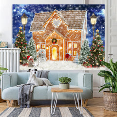 Lofaris Lovely Gingerbread House and Snowman Christmas Backdrop
