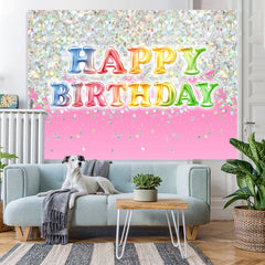 Lofaris Lovely Glitter Pink Happy Birthday Backdrop For Girl