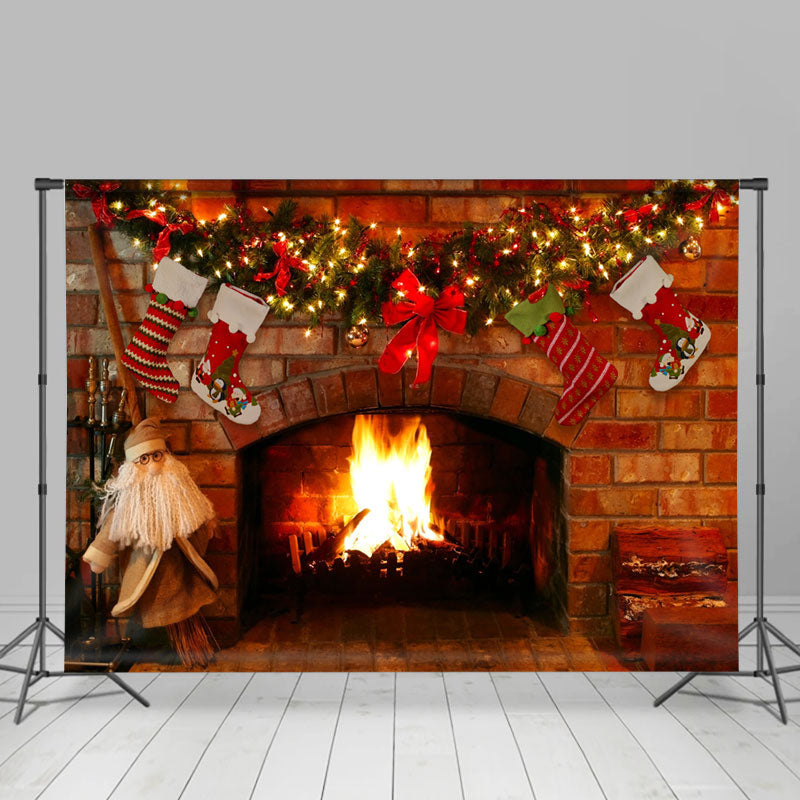 Lofaris Lovely Merry Christmad Stocks On The Wall Backdrop