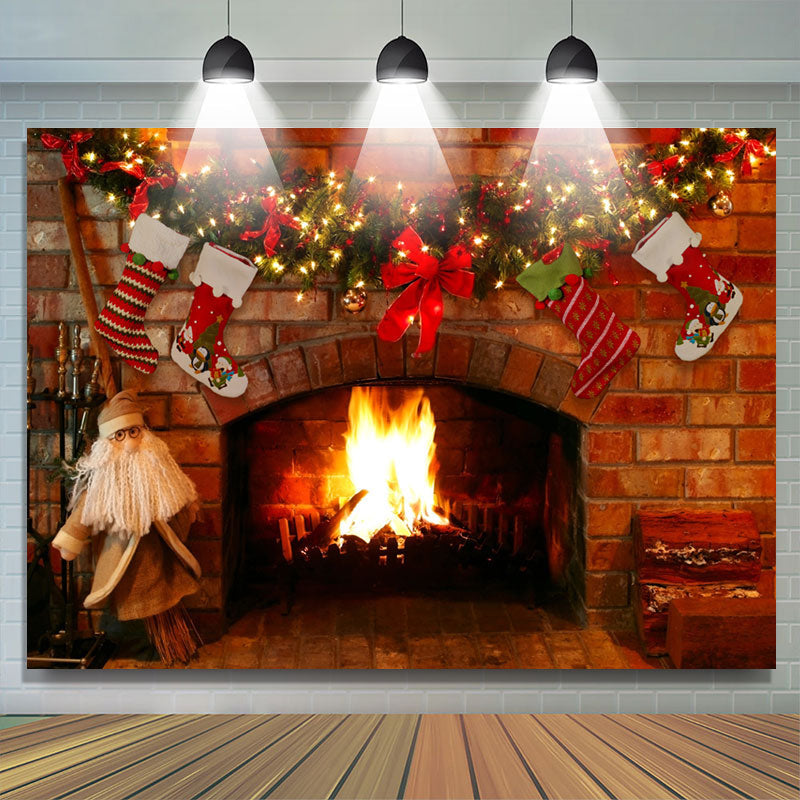 Lofaris Lovely Merry Christmad Stocks On The Wall Backdrop