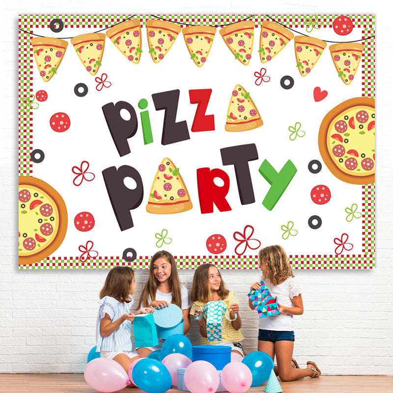 Lofaris Lovely Tomato Pizza Party Themed Birthday Backdrop