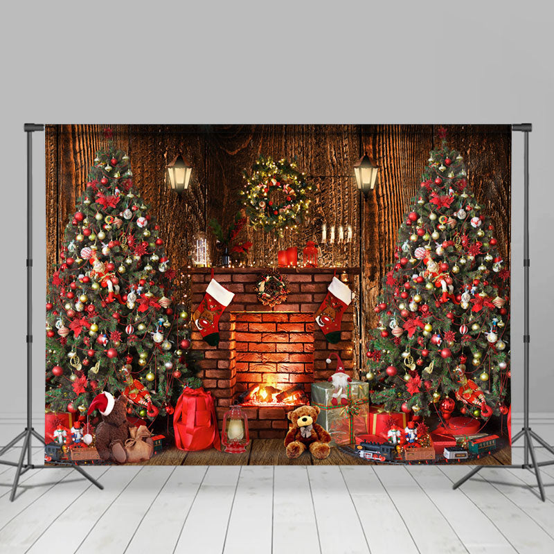 Lofaris Luxurious House With Fireplace Merry Christmas Backdrop