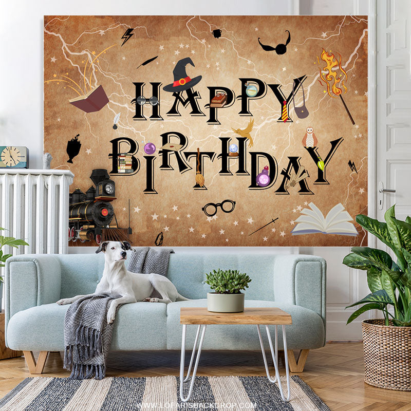 Lofaris Magic Academy Train Happy Birthday Backdrop For Kid