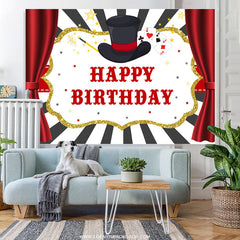 Lofaris Magical Cards Curtain Themed Happy Birthday Backdrop