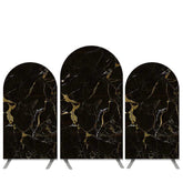 Lofaris Marble Texture Theme Black And Gold Arch Backdrop Kit