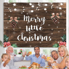 Lofaris Marry Little Christmas Dark Wood Backdrop