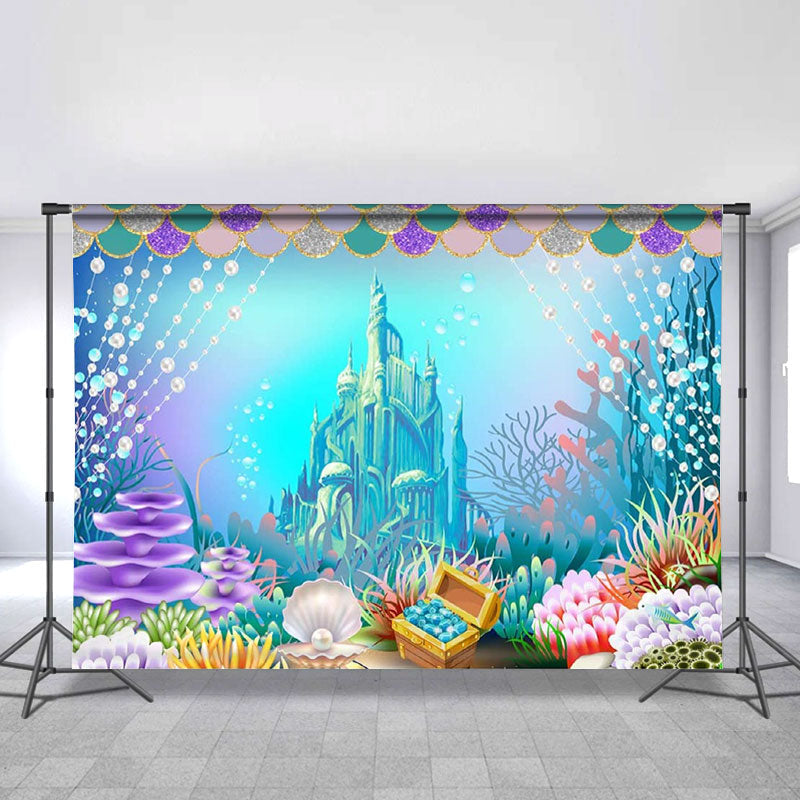 Lofaris Mermaid Castle Happy Birthday Party Photo Backdrop