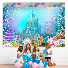 Lofaris Mermaid Castle Happy Birthday Party Photo Backdrop