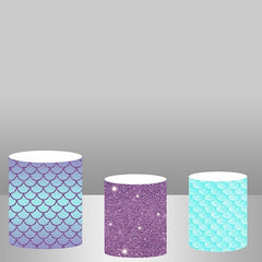 Lofaris Mermaid Theme Glitter Backdrop Plinth Cylinder Cover Kit