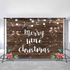 Lofaris Merry Chrismas Pinecone Grayish Brown Wood Backdrop