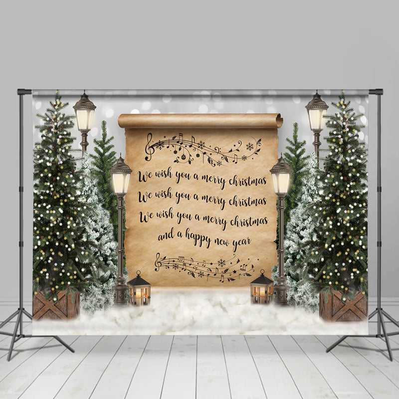 Lofaris Merry Christmas Lights Tree Snow Bokeh Backdrop for Party