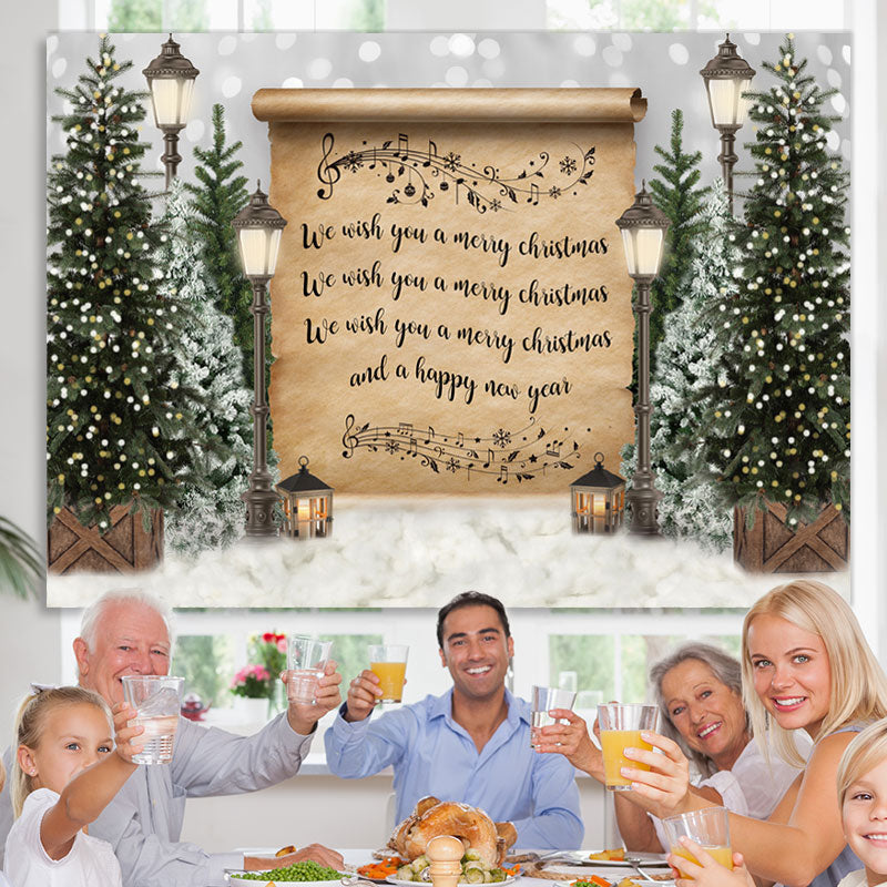 Lofaris Merry Christmas Lights Tree Snow Bokeh Backdrop for Party