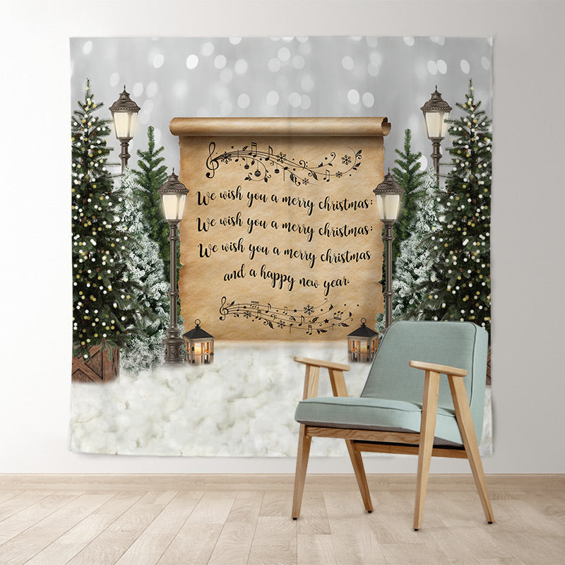 Lofaris Merry Christmas Lights Tree Snow Bokeh Backdrop for Party