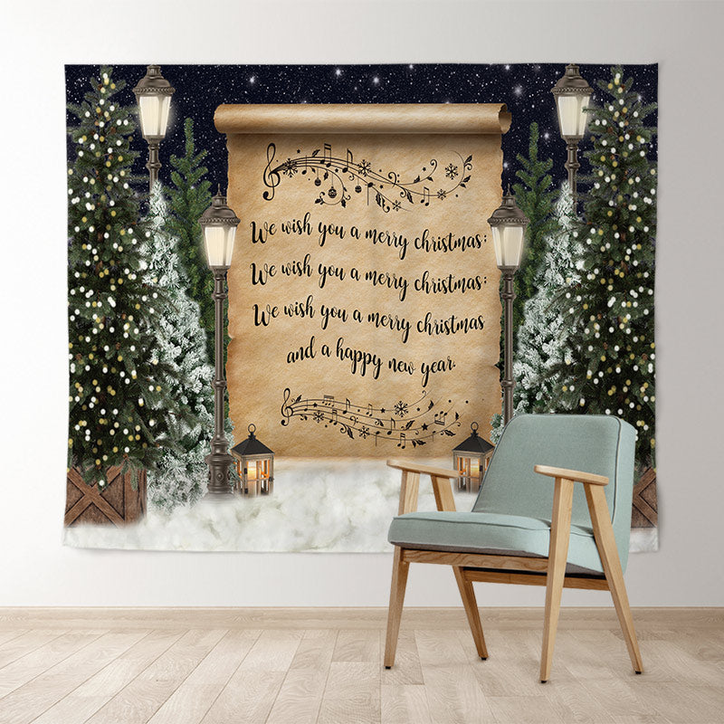 Lofaris Merry Christmas Lights Tree Snow Bokeh Backdrop for Party