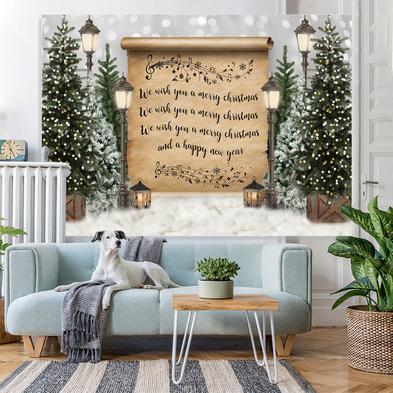 Lofaris Merry Christmas Lights Tree Snow Bokeh Backdrop for Party