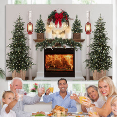 Lofaris Merry Christmas Tree Fireplace Light Scene Photo Backdrop