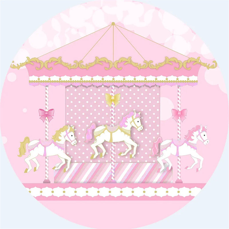 Lofaris Merry-Go-Round Pink Bokeh Round Backdrop Kit For Girls