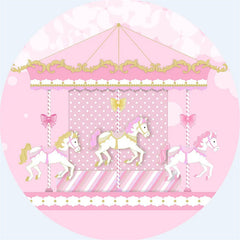 Lofaris Merry-Go-Round Pink Bokeh Round Backdrop Kit For Girls