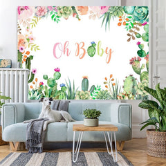 Lofaris Mexican Cactus and Flowers Backdrop for Baby Shower