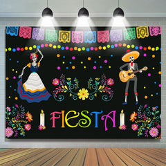 Lofaris Mexican Fiesta Dancing Flowers Happy Holiday Backdrop