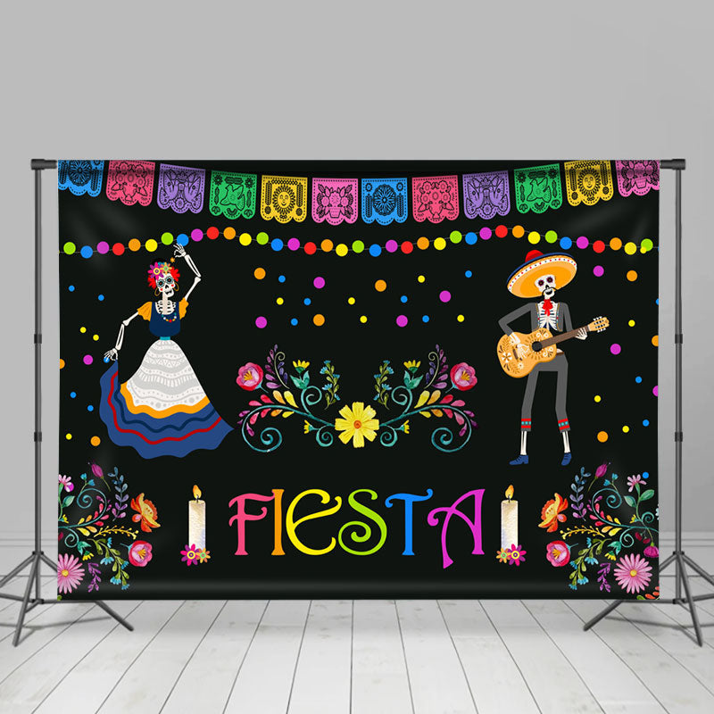 Lofaris Mexican Fiesta Dancing Flowers Happy Holiday Backdrop