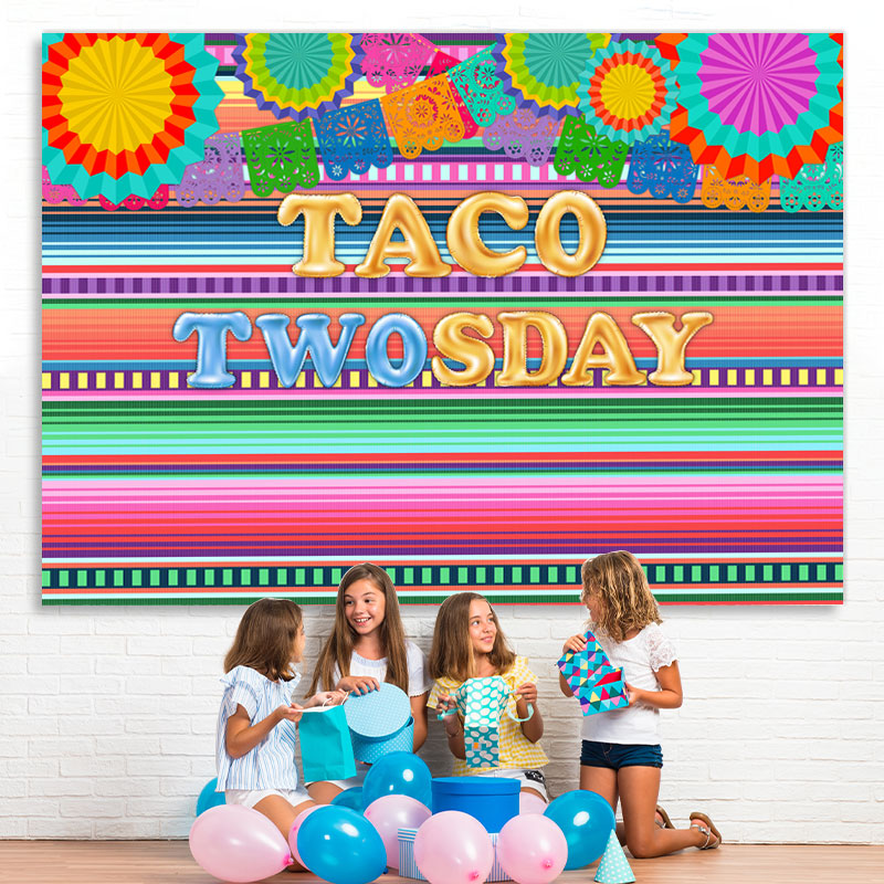 Lofaris Mexican Taco Twosday Fiesta Theme Birthday Backdrop