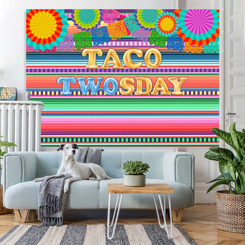 Lofaris Mexican Taco Twosday Fiesta Theme Birthday Backdrop