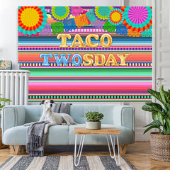 Lofaris Mexican Taco Twosday Fiesta Theme Birthday Backdrop