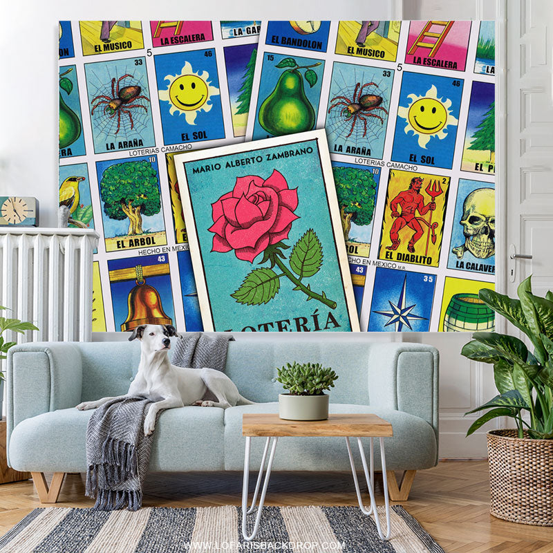 Lofaris Mexico Loteria Card Theme Happy Birthday Backdrop