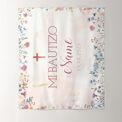 Lofaris Girl Mi Bautizo Pink Little Flower Baptism Backdrop For Deco