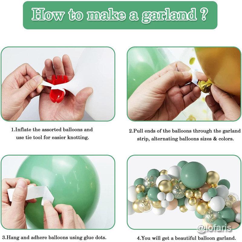 Lofaris Mint Green 117 Pack Balloon Arch Kit | DIY Party Decorations - White | Gold