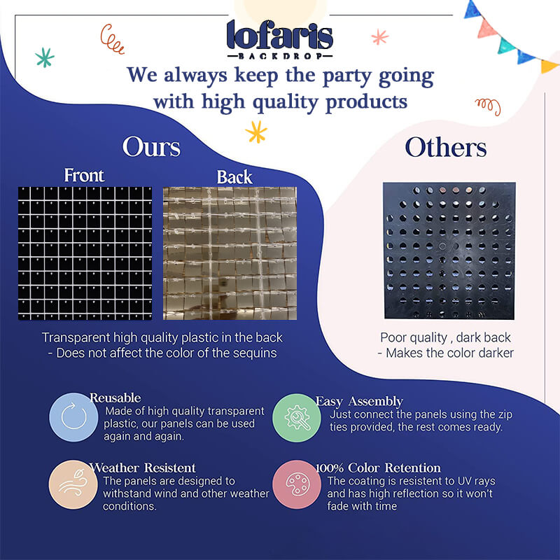 Lofaris Mirror Black Shimmer Wall Panels | Wedding Event Party Decorations