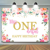 Lofaris Miss Onederful Watercolor Florals 1St Birthday Backdrop