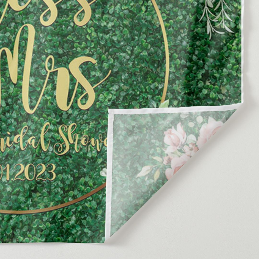 Lofaris Green Leaves With Pink Floral Bridal Shower Backdrop