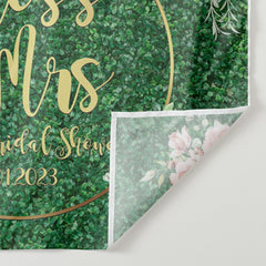 Lofaris Green Leaves With Pink Floral Bridal Shower Backdrop