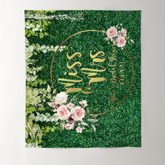 Lofaris Green Leaves With Pink Floral Bridal Shower Backdrop