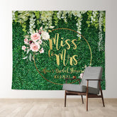 Lofaris Green Leaves With Pink Floral Bridal Shower Backdrop
