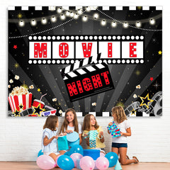 Lofaris Moive Night Black Red Lights Party Backdrop for Birthday