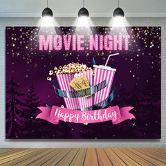 Lofaris Moive Night Purple Sky with Stars Birthday Backdrop