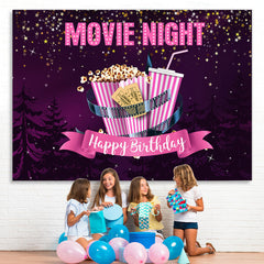 Lofaris Moive Night Purple Sky with Stars Birthday Backdrop