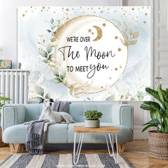 Lofaris Moon Gold Glitter Leaves Boho Baby Shower Backdrop