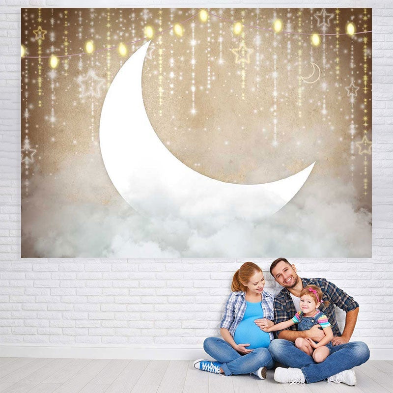 Lofaris Star Moon Clouds Party Baby Shower Backdrop